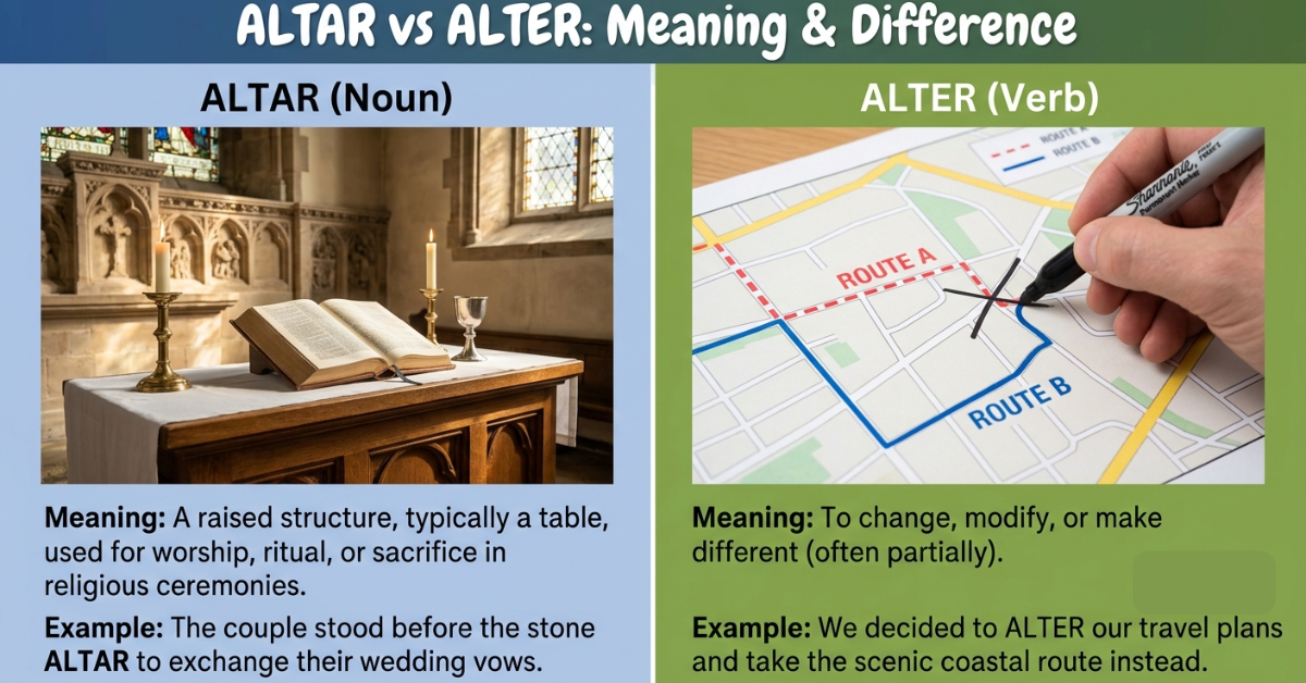 Altar vs Alter: Meaning, Differences & Easy Examples