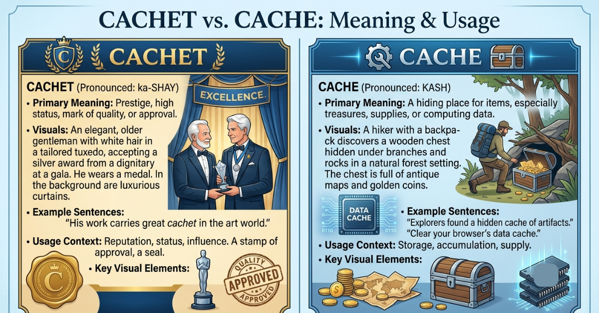 Cachet vs Cache: Meaning, Differences & Correct Usage