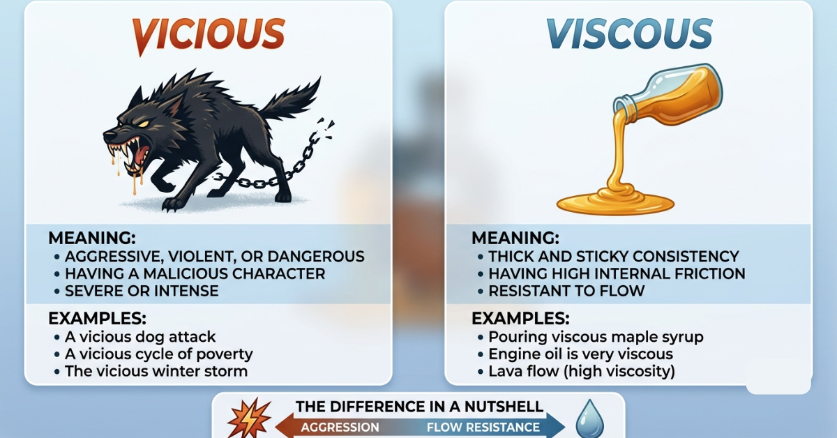 Vicious vs Viscous: Meaning, Differences & Examples